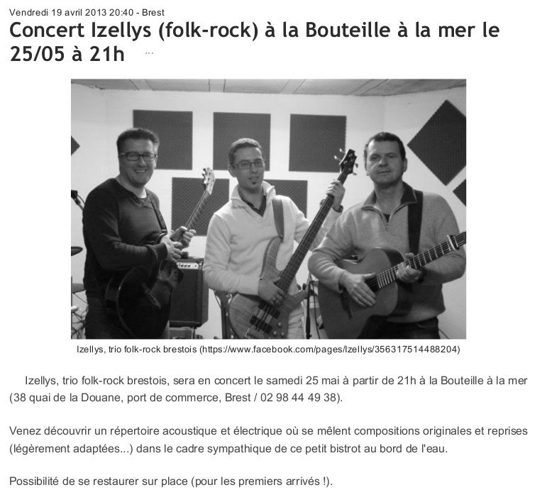 20130519 Concert Izellys (folk-rock) à la Bouteille à la mer le 25_05 à 21h. Sorties internaute - Brest.maville